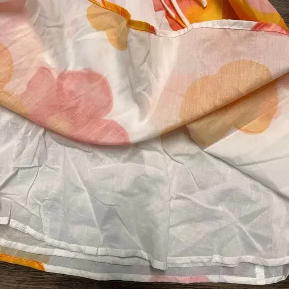 Hello Molly Floral Mini Dress Orange Pink Tie Front Boho Cottagecore L - Picture 7 of 11